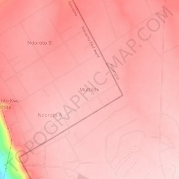 Muthithi topographic map, elevation, terrain