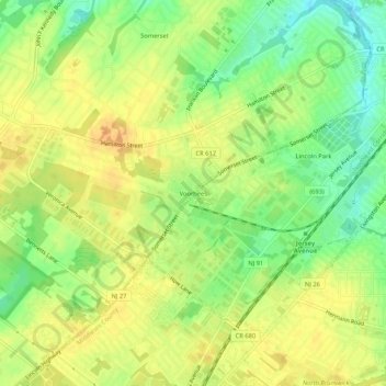 Voorhees topographic map, elevation, terrain