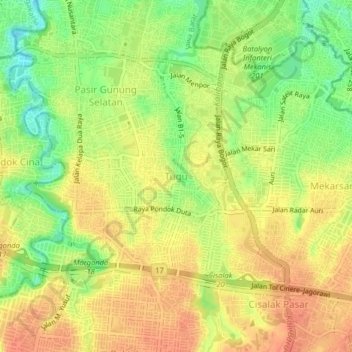 Tugu topographic map, elevation, terrain