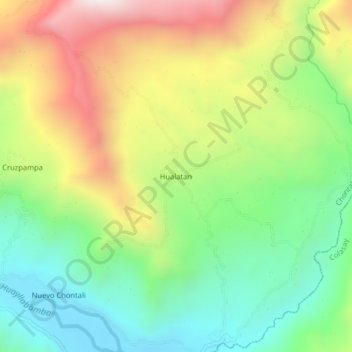 Hualatan topographic map, elevation, terrain