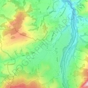 Oberschrot topographic map, elevation, terrain