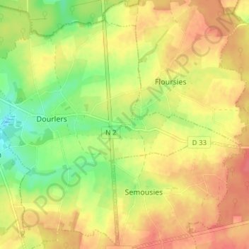 Mont-Dourlers topographic map, elevation, terrain