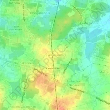 Carmelaram topographic map, elevation, terrain