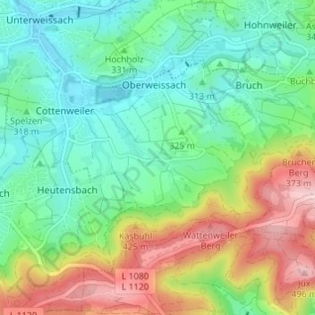Flur Wattenweiler topographic map, elevation, terrain