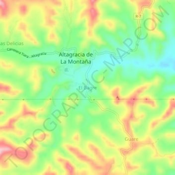 El Bagre topographic map, elevation, terrain