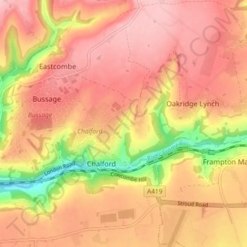 France Lynch topographic map, elevation, terrain