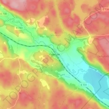 Falerum topographic map, elevation, terrain