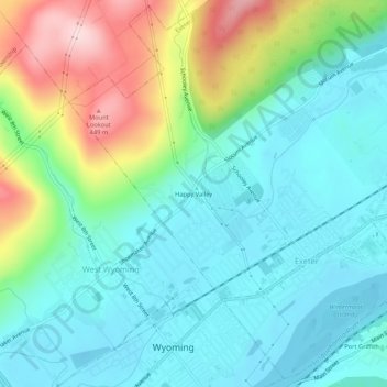 Happy Valley topographic map, elevation, terrain
