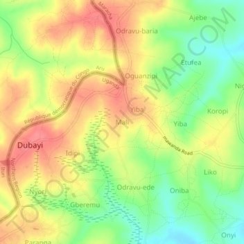 Mali topographic map, elevation, terrain