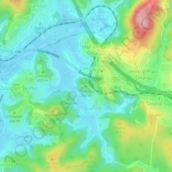 Malija topographic map, elevation, terrain