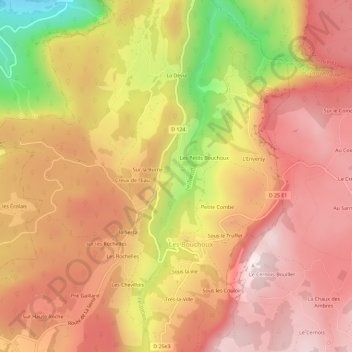 La Burne topographic map, elevation, terrain