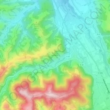 Jambous topographic map, elevation, terrain