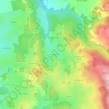 Les Vialettes topographic map, elevation, terrain