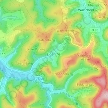 Eigental topographic map, elevation, terrain