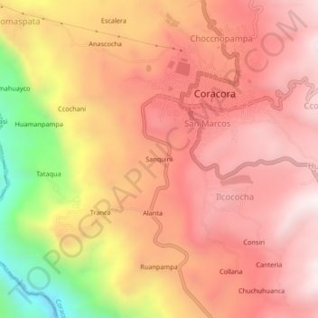 Sanquini topographic map, elevation, terrain