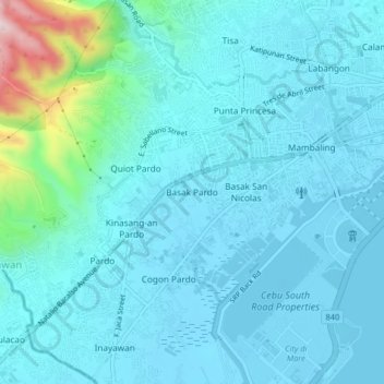 Basak Pardo topographic map, elevation, terrain