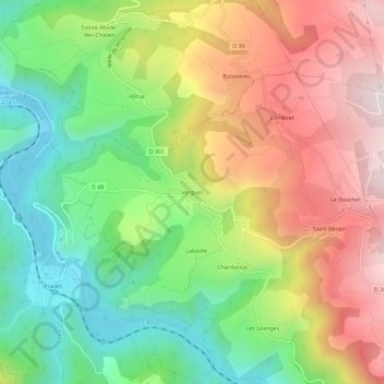 Vergues topographic map, elevation, terrain