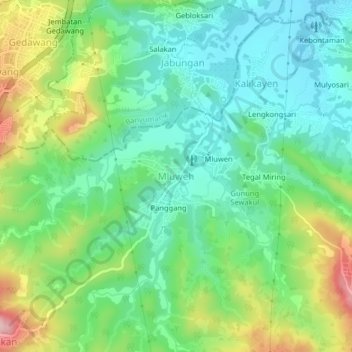 Mluweh topographic map, elevation, terrain