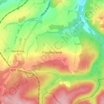 Froidfontaine topographic map, elevation, terrain