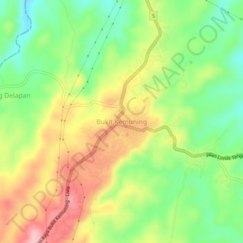 Bukit Kemuning topographic map, elevation, terrain