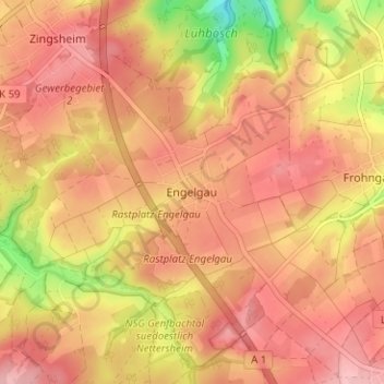 Engelgau topographic map, elevation, terrain