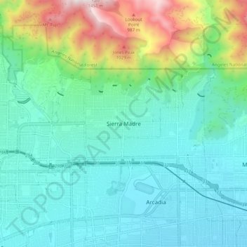Sierra Madre topographic map, elevation, terrain