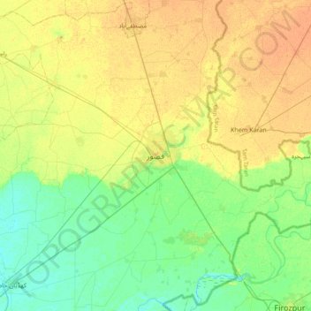Kasur topographic map, elevation, terrain