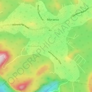 Atibie topographic map, elevation, terrain