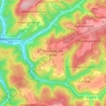 Bernstein am Wald topographic map, elevation, terrain