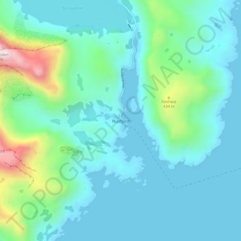 Nusfjord topographic map, elevation, terrain