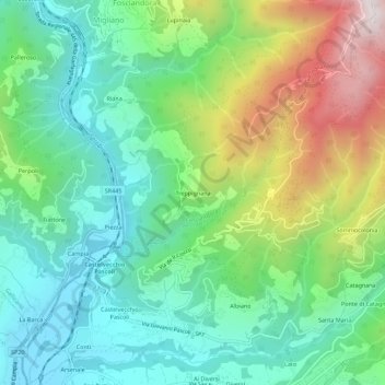 Treppignana topographic map, elevation, terrain