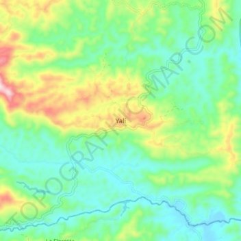 Yalí topographic map, elevation, terrain