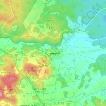 Kürmreuth topographic map, elevation, terrain