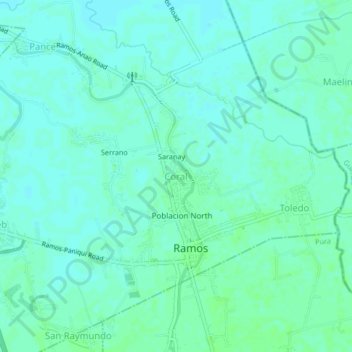 Coral topographic map, elevation, terrain