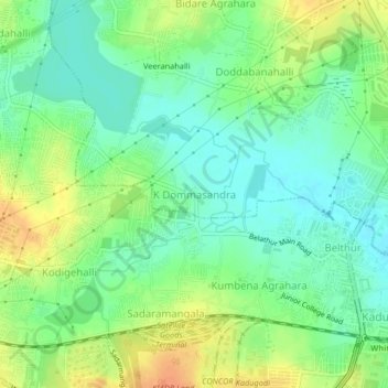 K Dommasandra topographic map, elevation, terrain