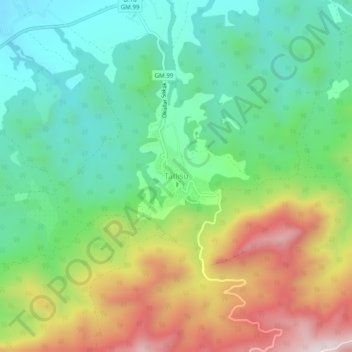 Akanthou topographic map, elevation, terrain