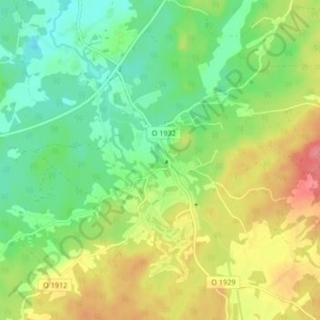 Hudene topographic map, elevation, terrain