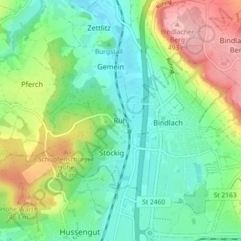 Ruh topographic map, elevation, terrain