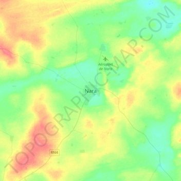 Nara topographic map, elevation, terrain