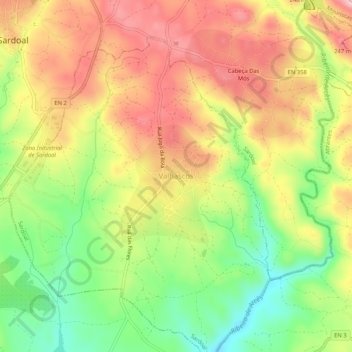 Valhascos topographic map, elevation, terrain