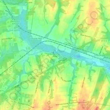 Rockefellows Mills topographic map, elevation, terrain