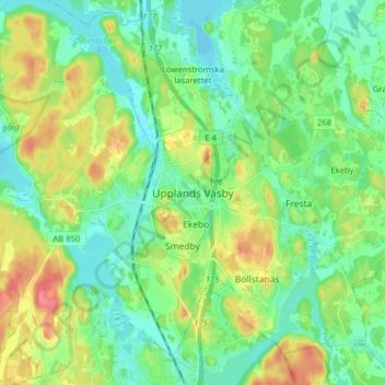 Upplands Väsby topographic map, elevation, terrain