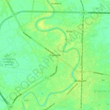 Ban Khlong topographic map, elevation, terrain