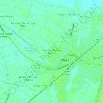 Kampung Padang Rokma topographic map, elevation, terrain
