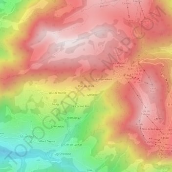 Plan du Mont topographic map, elevation, terrain