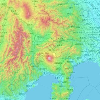 Minamitsuru County topographic map, elevation, terrain