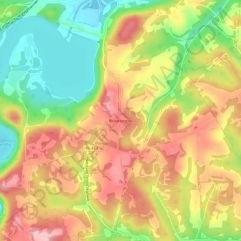 Bloomington topographic map, elevation, terrain