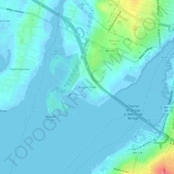 Brayton Point topographic map, elevation, terrain
