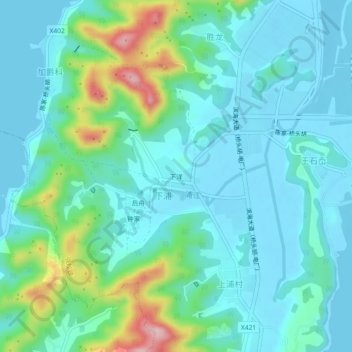 下洋 topographic map, elevation, terrain
