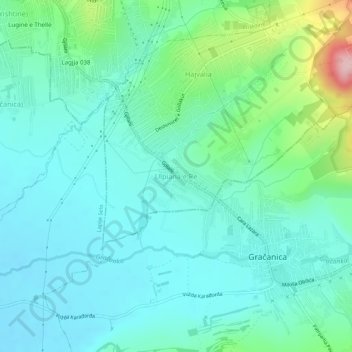 Ulpiana e Re topographic map, elevation, terrain